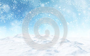 3D snowy Christmas landscape