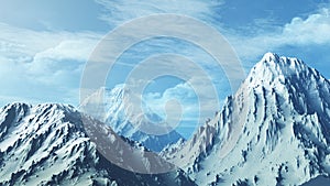 3D snowy mountain range