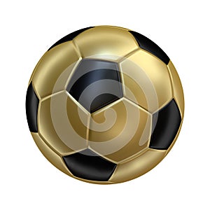 3d soccer ball icon Gold color.