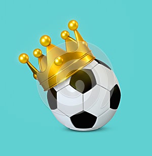 A 3d soccer ball with royal crown., 3d rendered soccer ball with a golden crown., 3D rendering