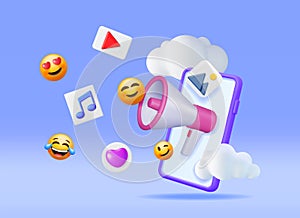 3D Social Media Concept Isolated