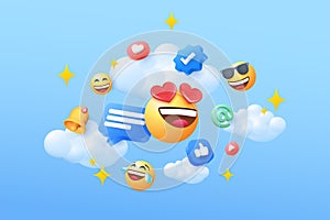 3d social media emoji marketing illustration