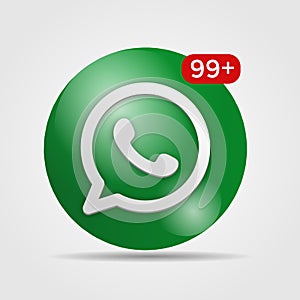 3D social media icon with notification ornament