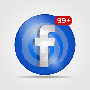 3D social media icon with notification ornament