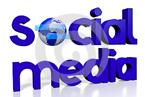 3D social media / Internet concept, white background