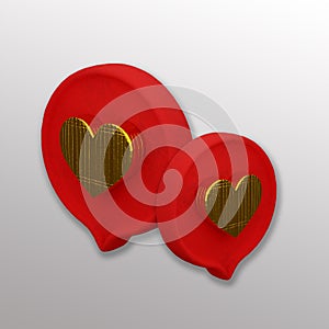 3d social media notification light like heart icon in red round speech bubble pin isolated on grey wall background with shadow 3