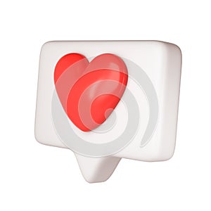 3D social media online platform concept icon, online social communication on application. white frame with heart and