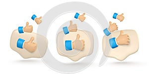 3d Social media speech bubble with thumb up symbol. Vector illustration