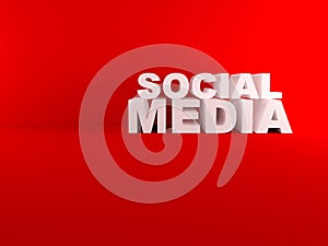 3D social media text isolated red room