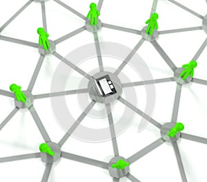 3d social network connection, internet concept