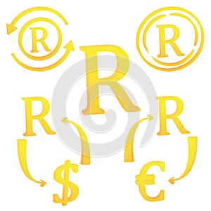 3D south african rand currency symbol icon