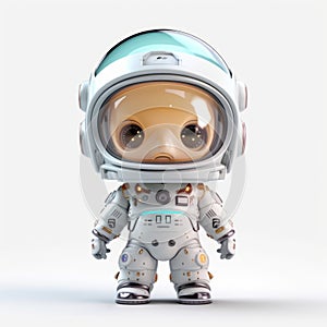 3d Space Astronaut Figurine: Concept Art Style With Shiny Eyes