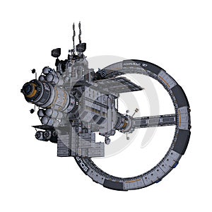 3D Space Station viewed from below isolated