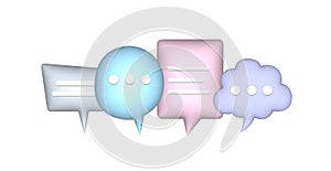 3d speak bubbles set. Chatting box, message box. 3D Web.