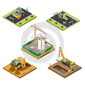 3d special machinery Flat isometric vector city co