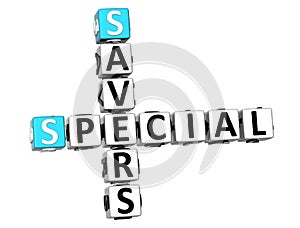 3D Special Savers Crossword on white background