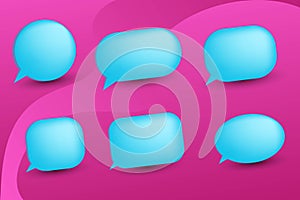 3d speech bubble chat icon with sticker concept and collection set poster, Set of speak bubble text, chatting box, message box out