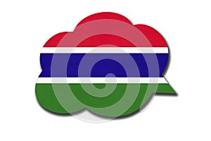 3d speech bubble with Gambian national flag isolated on white background. Symbol of The Gambia country