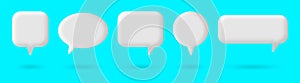 3d speech bubble icon. Set of communication bubbles or chat icons. 3D blank template of quick tips badge or message box. Vector