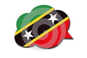 3d speech bubble with kittitian flag isolated on white background. Symbol of Saint Kitts and Nevis country