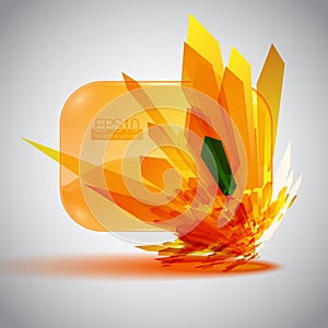 3D speech bubble with an orange detonation