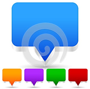 3d Speech, talk bubble icons (Can be used as map pins, map marke