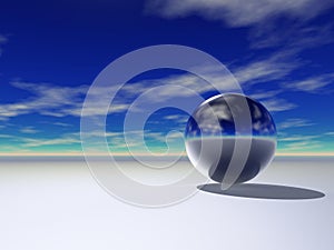 3d sphere on the beach