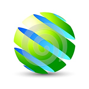 3D sphere eco icon and logo design