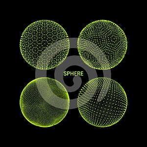 3d Sphere. Global digital connections. Technology concept. Vector illustration