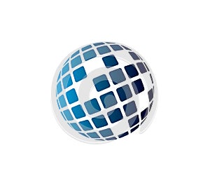 3d sphere globe high technology digital network vector logo design