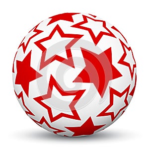 3D Sphere with Mapped Red Star Texture - Vector Illustration!