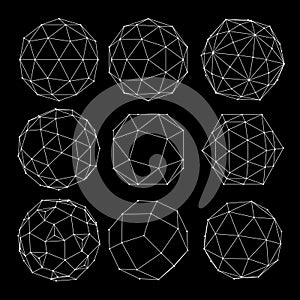 3D sphere mesh grid. Ball or sphere in grid of line.