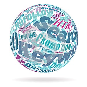 3D Sphere with SEO Keywords - vector illustration