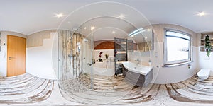 3D Spherical 360 degrees, seamless panorama of bathroom interior vintage style