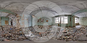 3D spherical panorama with 360 degree viewing angle Abandoned building in winter with snow in Pripyat For virtual reality in vr