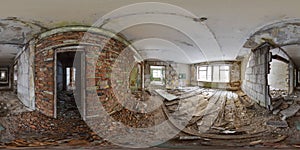 3D spherical panorama with 360 degree viewing angle Abandoned building in winter with snow in Pripyat For virtual reality in vr