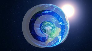 3D Spinning Planet Earth with Sun & Stars Loop Background