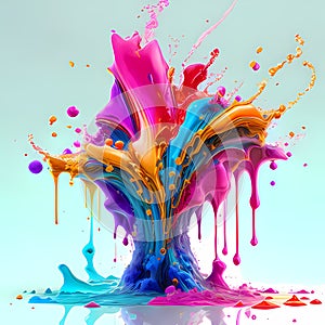 3d Splash with a water drops colors