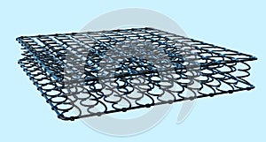 3d springs or coil spring for mattresses isolated on blue background. 3d render illustration, clipping path