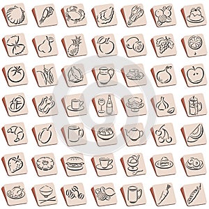 3d squares with food