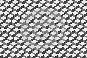 3D squares pattern background. Black and white seamless pattern.