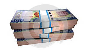 3D Stack Banknote of 100 Gambia Dalasi Money