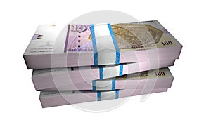 3D Stack Banknote of 100 Macedonia Denari Money