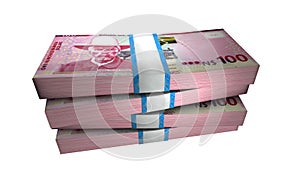3D Stack Banknote of 100 Namibia Dollars Money