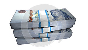 3D Stack Banknote of 1000 Hungary Forint Money