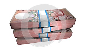 3D Stack Banknote of 500 Bhutan Ngultrum Money