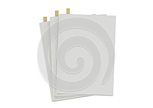 3d stack of blank books on white background