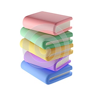 3D Stack of Closed Book Icon Isolated with clipping path. Render Educational school or Business Literature. Reading