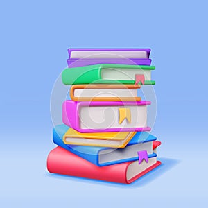 3D Stack of Closed Books Isolated