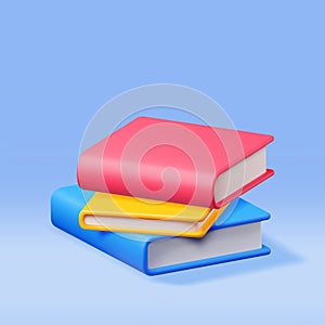 3D Stack of Closed Books Isolated